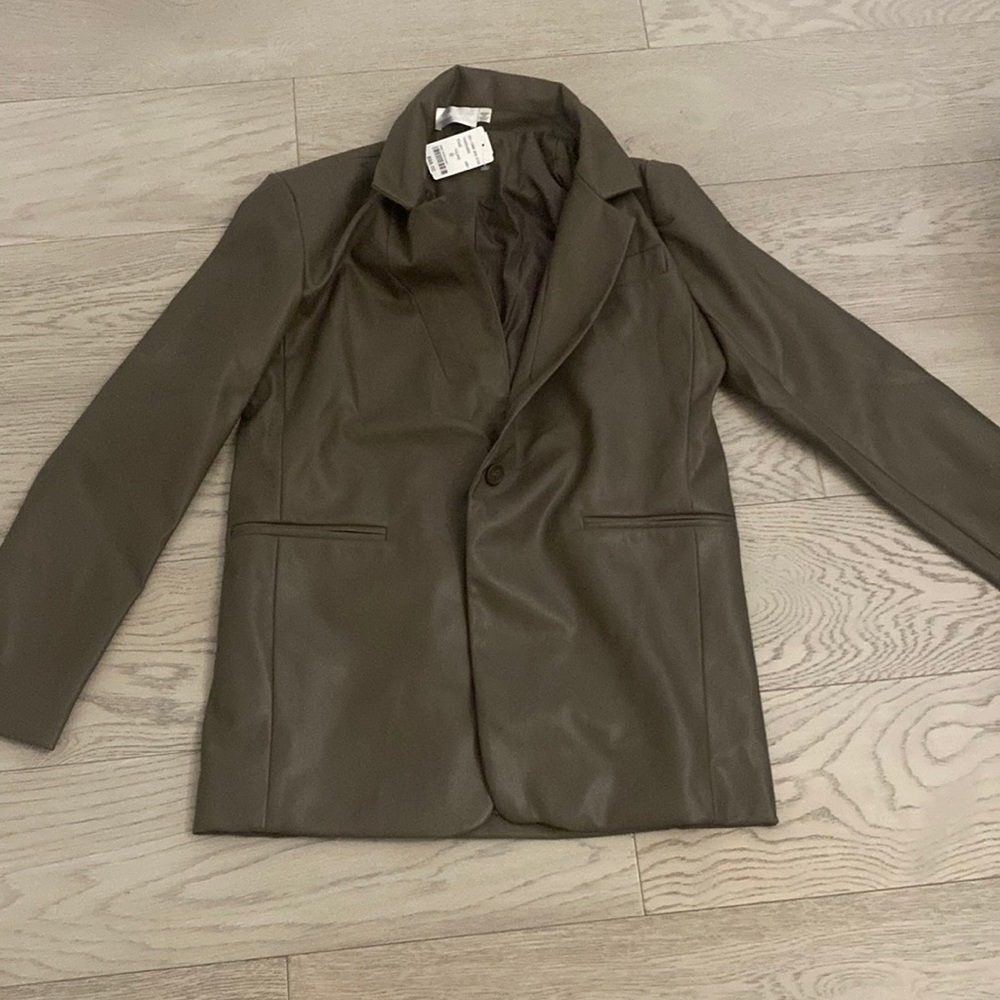 Light Brown Leather Blazer